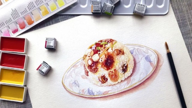 老师简介 名学生  |  门课 视频详情 【跟我一起画水彩】八宝饭 超